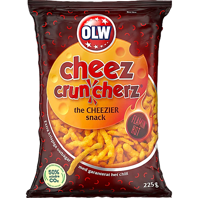 OLW Cheez Doodles Cheez Cruncherz Flaming Hot by Swedish Candy Store