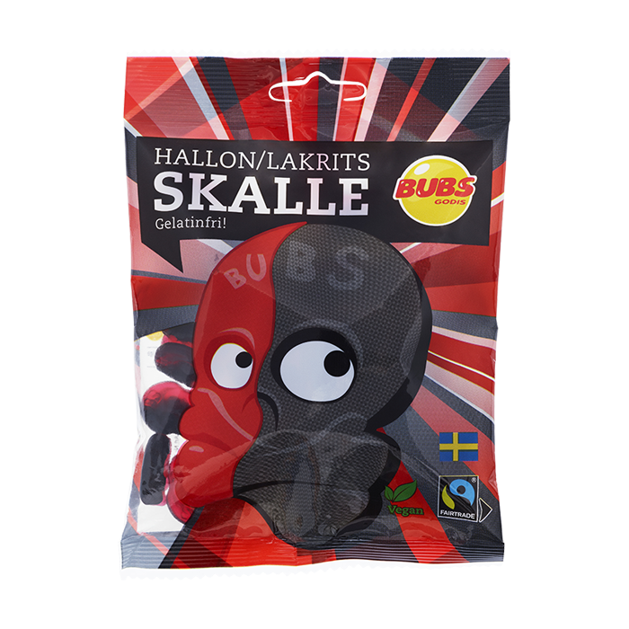 Bubs Raspberry and Licorice Skull by Swedish Candy Store