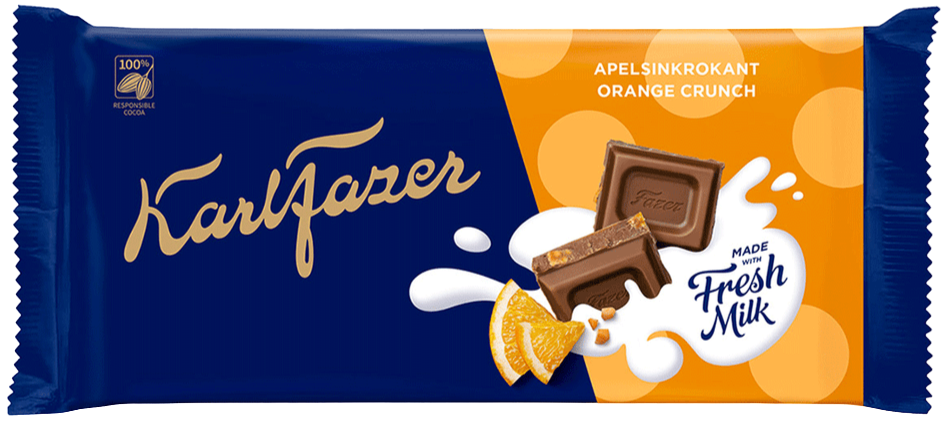 Karl Fazer Crispy Orange Chocolate Bar.