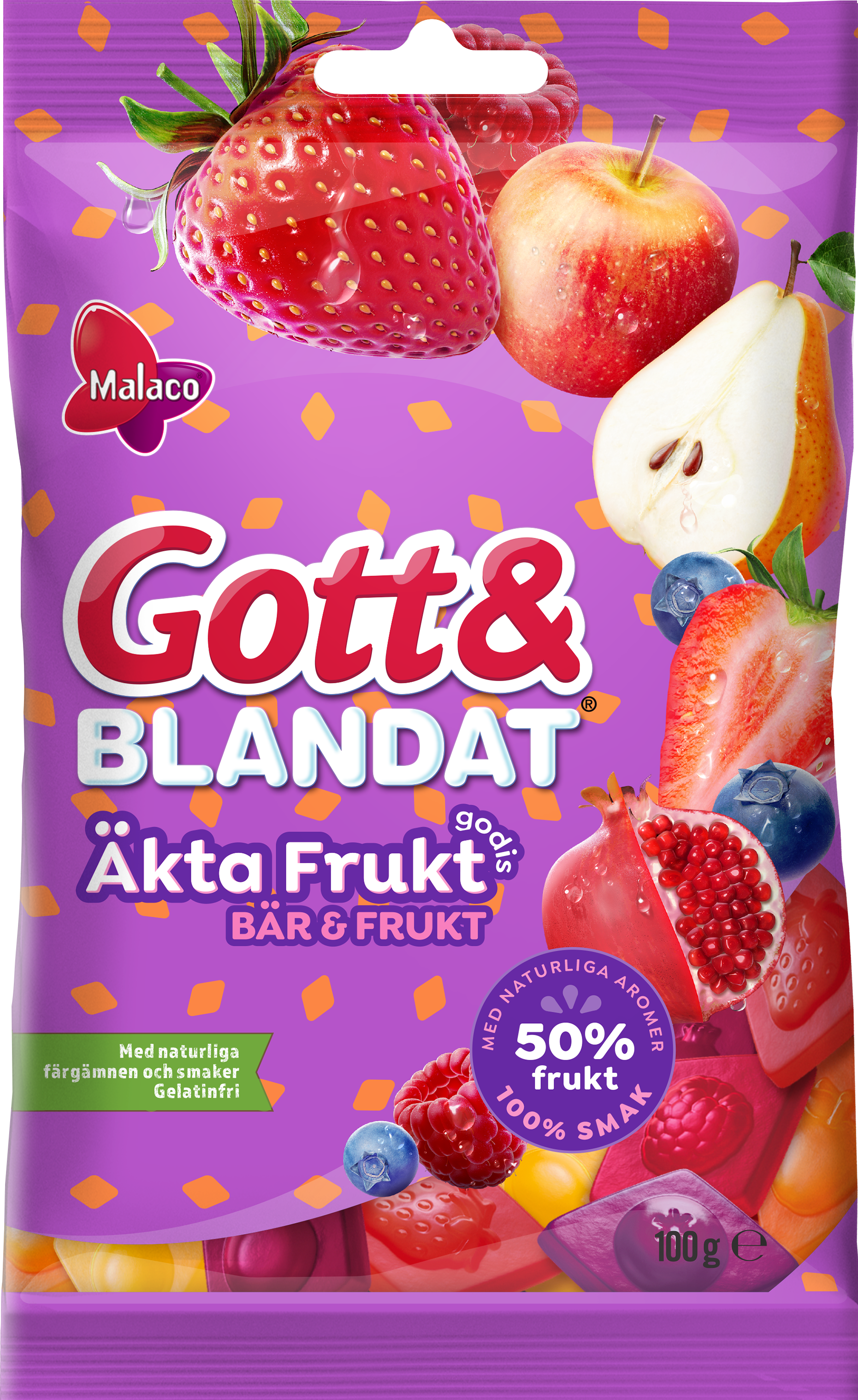 Malaco Gott & Blandat "Real Fruit-Candy" Berries & Fruit 100g