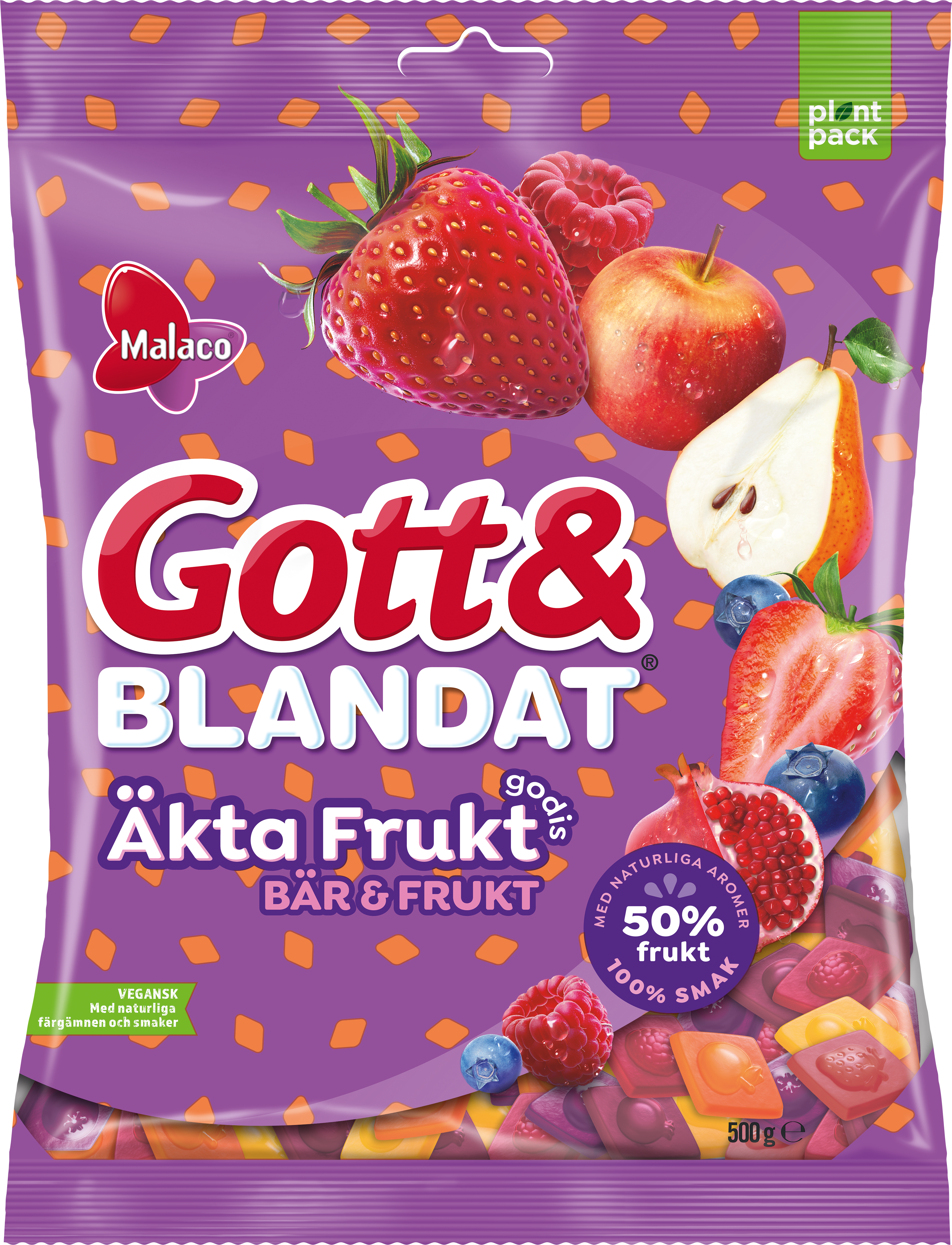 Malaco Gott & Blandat "Real Fruit-Candy" Berries & Fruit 500g