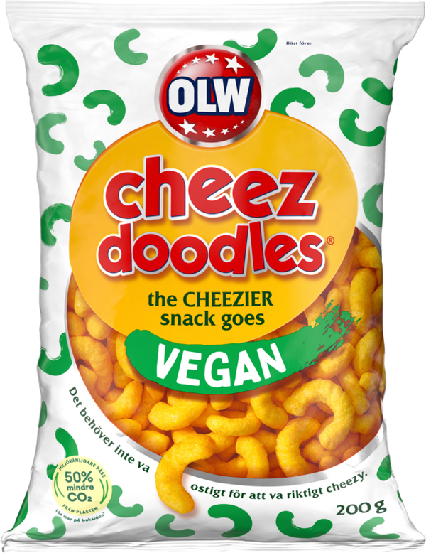 A vegan version of the incredible OLW cheeze doodles snack